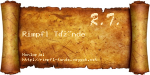 Rimpfl Tünde névjegykártya